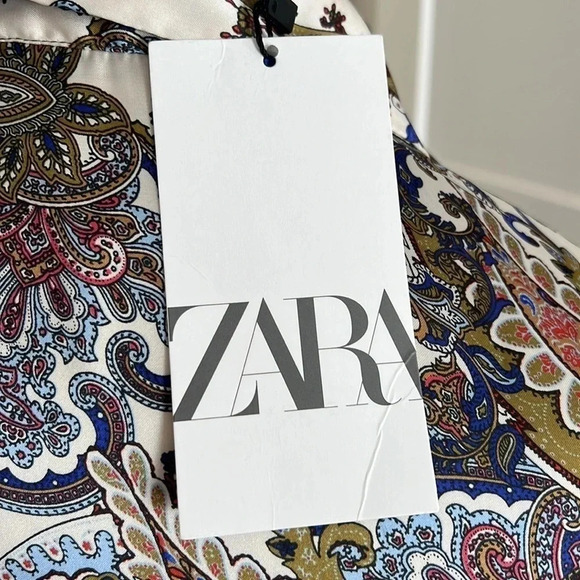 Zara Classic Paisley Print Silky Tunic Top NWT Size XS - Picture 8 of 10